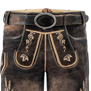 Mejor diseño de cuero genuino Hombres Pantalones cortos bávaros de moda OEM Fabricante Nueva tendencia High Street Style para adultos - Product Image 2