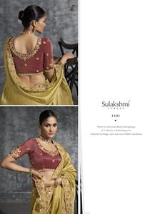 Sari en organza élégant de créateur avec de riches broderies Zari Dori et sequins, idéal pour les mariages et les fêtes, blouse cousue incluse - Product Image 2