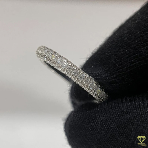 Anillo de bodas Eternity Cut Lab Grown, regalo de aniversario elegante para mujer, estilo Vintage, banda infinita apilable completa, rodio - Product Image 3