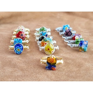 Gold and Silver Plated Vibrant Glass Fashion <b>Rings</b> for Trendy Resale Jewelry - Product Image 1