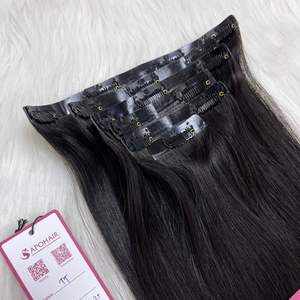 FH Vendor Cuticle Aligned Virgin Russian Remy Hair <b>Extension</b> Machine Double Weft Bone Straight Vietnamese Raw <b>Clip</b> 100g Bundles - Product Image 1