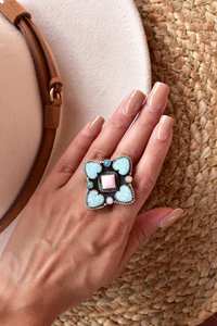 Pink Conch And Opal Sterling Silver <b>Statement</b> <b>Ring</b> <b>For</b> <b>Women</b> Unique Handmade Jewelry - Product Image 6