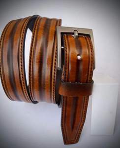Ceinture en cuir de peau de vache véritable de style vintage la plus vendue pour les hommes disponible avec fermeture à boucle en acier au prix de gros - Product Image 6
