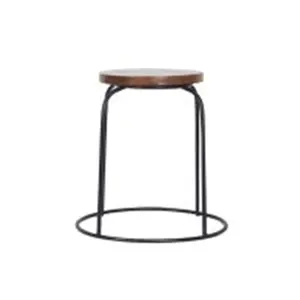 OEM Customized Capsule Side Table Wooden Seat With Metal Frame Trendy Designed Side Table For Sale By Exporters