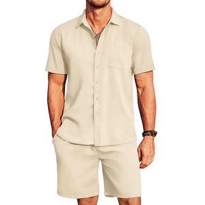 2024 logotipo personalizado camiseta pantalones cortos conjunto para hombres transpirable Casual verano corto Bolsillo grande de talla grande media manga-2 piezas conjuntos para hombres - Product Image 6