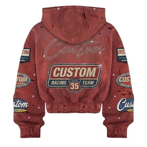 Sudadera con Capucha Personalizada con Pedrería, Estilo Urbano, Bordado Desgastado - Product Image 1