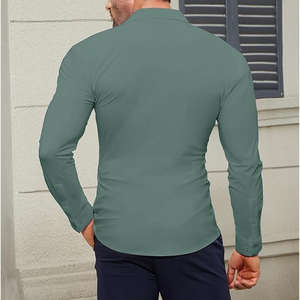 Men's <b>Dress</b> Shirt Regular Fit Stretch Stain <b>Shield</b> Button Down Man Shirt Breathable YARN DYED Men's Shirts - Product Image 5