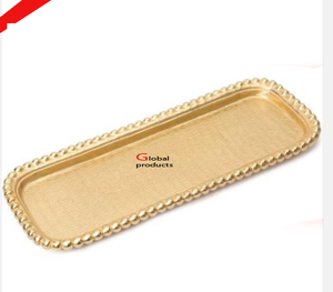 beautiful look <b>golden</b> finished metal stainless steel designer serving tray for hotel restaurant and <b>bar</b> - Product Image 5