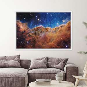Toile imprimée : Toile encadrée blanche du télescope James Webb de la NASA, représentant la nébuleuse Carina - Product Image 1