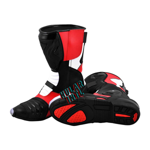 Bottes de course de moto personnalisées pour hommes, chaussures confortables et respirantes en cuir de style moto, coupe-vent de grande taille - Product Image 6