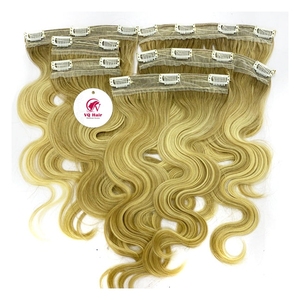 Meilleure qualité d'usine extensions de cheveux humains crus vietnamiens de nombreuses couleurs disponibles-Clip dans les extensions de cheveux en gros - Product Image 4
