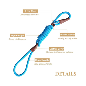 สายจูงสุนัขหนัง6FT x 3/4นิ้วแข็งแรงทนทานสายจูงฝึกสุนัขหนังแท้แบบถักนุ่มและสบาย - Product Image 2