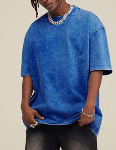 Sanzaf Unisex Vintage Camiseta de manga corta de calidad Premium 100% algodón azul de gran tamaño Fit hombres mujeres último diseño hecho Sialkot - Product Image 4