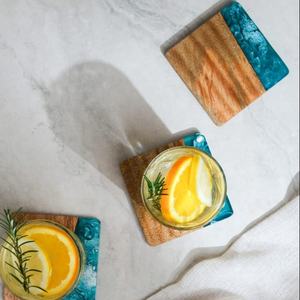 Posavasos de té de madera de resina, alfombrillas de sublimación, posavasos de vidrio para taza de bebida de resina para usar, producto de mesa a la venta - Product Image 1