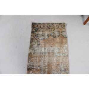 Alfombra Turca Vintage Pequeña de 1.7x3.2 pies, Alfombra Marrón de Lana Marroquí - Product Image 4