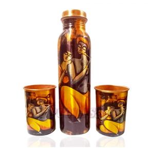 Bouteille d'eau en cuivre pur de haute qualité, couvercle pour boire directement, eau bouillante disponible, revêtement écologique anti-corrosion - Product Image 1