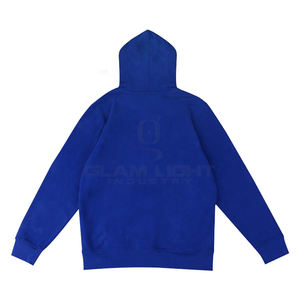 Vêtements d'extérieur légers pour hommes Nouvel arrivage de sweats à capuche de couleur bleue avec logo de broderie en chenille à la mode - Product Image 2