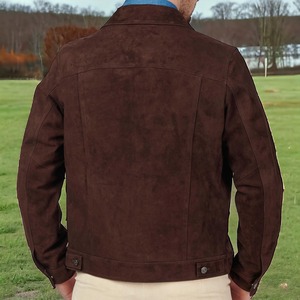 Chaqueta de ante hecha a mano para hombre, abrigo estilo vaquero estilo occidental inspirado en celebridades, ropa de abrigo informal con soporte frontal transpirable - Product Image 5