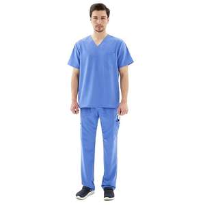 Alta calidad antiarrugas su propia marca Scrubs médico elástico uniforme para hombre Scrub Set médico Scrubs Top y pantalones - Product Image 5