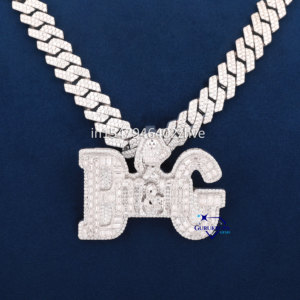 Chaîne cubaine en argent sterling 925 avec pendentif en diamant cultivé en laboratoire Pièce de bijouterie élégante et écologique intemporelle - Product Image 4