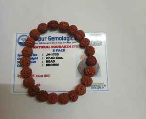 Pulsera certificada 5 Mukhi Rudraksha, cuentas nepalíes originales, positividad, alivio del estrés, protección Aura, Unisex, ajustable, energizado - Product Image 5