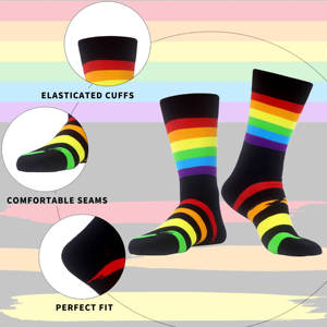 ถุงเท้ายาวของผู้ชายผู้หญิงถุงเท้ายาวผ้าฝ้ายคอมโบหลากสีสำหรับเทศกาลผลไม้มีความสุข - Product Image 4