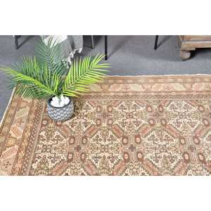 Classic <b>Brown</b> Beige 6.5 X 9.5ft Woolen Turkish Rug Patchwork Design for Entryway Living Room or Bedroom Latex Backing - Product Image 2