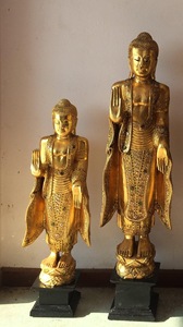 Gran estatua de Buda de madera tallada Buda tamaño real estatuas de Buda para la venta India escultura budista - Product Image 6