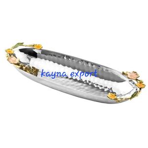 Vente en gros en gros Commande personnalisée Plateau décoratif en acier inoxydable pour les aliments et le service de sucreries Nouveaux plateaux en verre et en métal en acier - Product Image 2