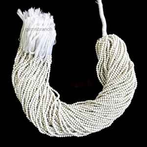 Cuentas redondas microfacetadas de howlita blanca Natural de 2mm hebras al por mayor cuentas sueltas de piedras preciosas de howlita para la fabricación de joyas a granel 13" - Product Image 2