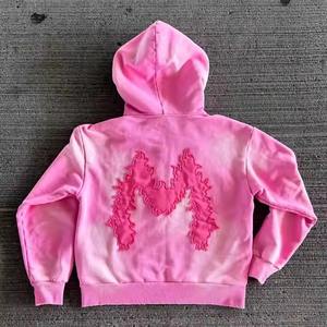 เสื้อฮู้ดผ้าฝ้ายผ้าคอตตอนสีจางมีฮู้ดสำหรับผู้ชายทรงบ็อกซี่เข้ารูปโอเวอร์ไซส์งานปัก - Product Image 2