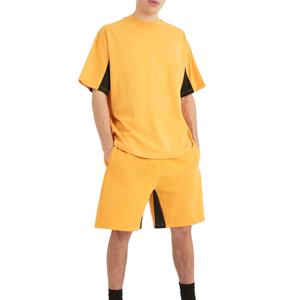 Ensemble de costume 2 pièces pour homme, taille plus, été, style streetwear, polyester/coton uni, t-shirt à manches courtes, shorts respirants - Product Image 1