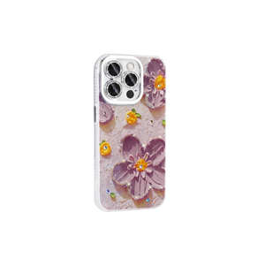 Étui en silicone rigide de luxe ATA Garden à motif floral et strass pour iPhone 14 Pro Max, coque de protection premium électroplaquée INS - Product Image 4