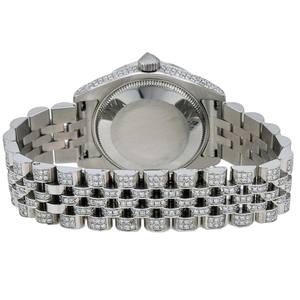 นาฬิกาสายสแตนเลสเพชรโมอิสเพชรหรูหราพร้อมนาฬิกาโรมันสีดำขนาด38มม. แสดงวันที่อัตโนมัติ - Product Image 5