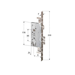 Serrure à mortaise triple avec 2 jetés et loquet, préparée pour le protecteur. Contre-plaque fournie. Cylindre non façonnant. - Product Image 1