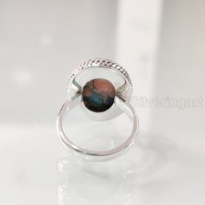 Bague femme huître naturelle cuivre Turquoise pierre précieuse décembre pierre de naissance Simple bande bijoux faits à la main 925 bague en argent Sterling - Product Image 5
