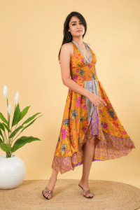 เดรสแม็กซี่สำหรับผู้หญิงชุดเดรสผ้าไหมแบบคล้องคอเปิดหลังยาวถึงพื้นพิมพ์ลายโบฮีเมียนทรงหลวมไซส์ใหญ่สำหรับสวมใส่ชายหาดฤดูร้อน - Product Image 2