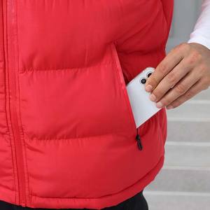 Veste matelassée pour homme de couleur rouge, en polyester imperméable, confortable, col montant avec doublure en fourrure - Product Image 5