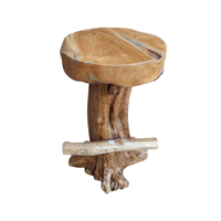 Tabouret de bar confortable en teck massif, design farmhouse, chaise de jardin, salle à manger, cour, cuisine, salon, utilisation en extérieur