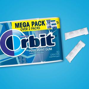 Chewing-gum sans sucre à la menthe ORBIT, essentiels de voyage, menthe, pour les vacances de printemps, paquet méga de 30 unités - Product Image 2