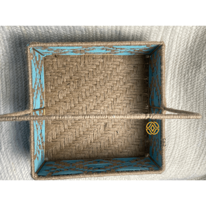 Handwoven 12x12x5 Inch <b>Jute</b> and Cotton Hamper <b>Basket</b> with Handle Living Room Multipurpose Storage <b>Basket</b> Handmade Woven - Product Image 5