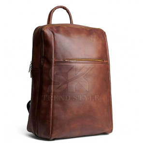 Sac à dos en cuir uni personnalisé pour hommes et femmes, meilleur prix de gros, sac à dos en cuir léger uni - Product Image 2