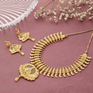 Cadena de eslabones de Latón chapado en oro de lujo indio, collar lleno de oro religioso ortodoxo, conjunto de joyería de moda - Product Image 1