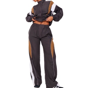 OEM Service Windbreaker Shorts and Hooded Jacket Tracksuit Zip Up <b>Nylon</b> Streetwear Set Windbreaker Short Set For Women - Product Image 1