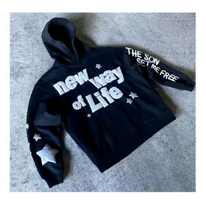 Sudadera con capucha de algodón orgánico unisex estilo lavado ácido impresión 3D personalizada para el invierno - Product Image 5