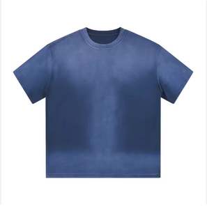 T-shirt en coton lavé à la pierre unisexe personnalisé Boxy Fit en chanvre privé graphique minéral acide doux pré-lavé T Shirt Tees Blue Color Slim - Product Image 1