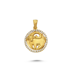 Collar con colgante de disco de circonia, Horóscopo de oro sólido de 14K, colgante del zodiaco de escorpión 12, astrología, ciencia de las estrellas, venta al por mayor de Turquía - Product Image 3