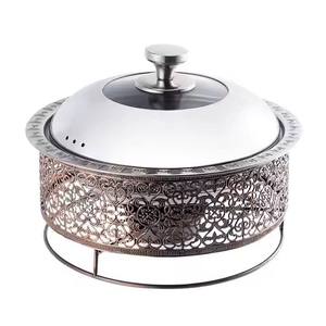 Plat décoratif de chauffe-plats standard de finition d'or de support pour le service de restaurant - Product Image 3