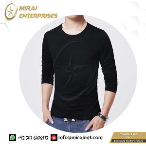 T-shirt mince à manches longues pour hommes de haute qualité Pure Ringer Color avec O Neck Wholesale OEM Tricoté Tissu T-Shirt - Product Image 3