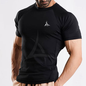 T-shirt de compression pour homme à manches courtes, style pull, uni, extensible, en spandex/polyester, respirant - Product Image 3